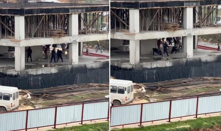 İnşaat işçileri birbirlerine sopalarla saldırdı