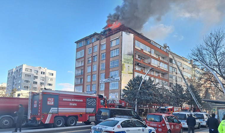 Ankara'da 7 katlı binada yangın: 4 kişi dumandan etkilendi