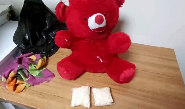 Oyuncak ayıdan 1825 uyuşturucu hap çıktı