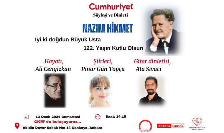 Nazım Hikmet'i Anma ve Sanat' etkinliği CKM'de