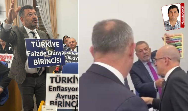 Hazine ve Maliye Bakanı Mehmet Şimşek'e bütçe görüşmelerinde protesto