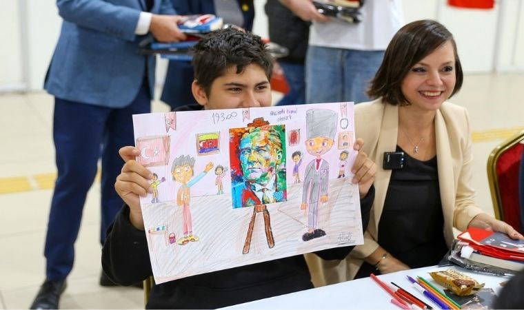 Özel çocuklardan Atatürk’e sevgi resimleri