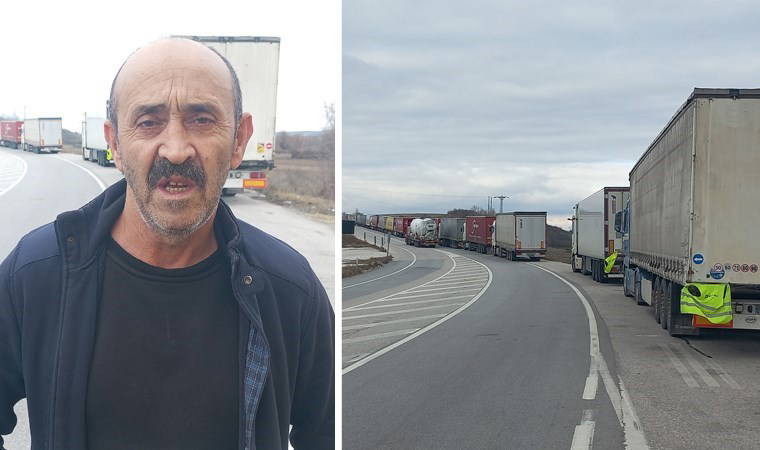 Tuvalet dahi yok! Soğuk havada TIR kuyruğu 30 kilometreyi geçti: '30 saattir bekliyorum...'