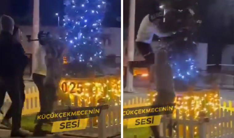 Küçükçekmece'de yılbaşı ağacına 'baltalı' saldırı