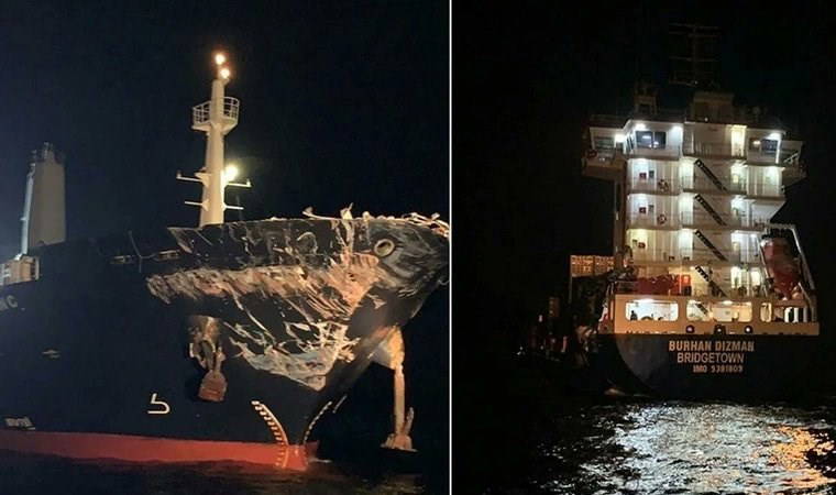 İstanbul Boğazı'nda çarpışan iki gemide hasar oluştu