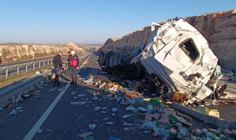 Hijyen malzemesi yüklü TIR devrildi, şoför yaralandı