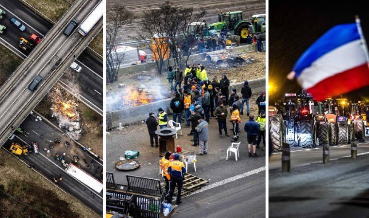 Belçika-Hollanda sınırını çiftçiler kapattı
