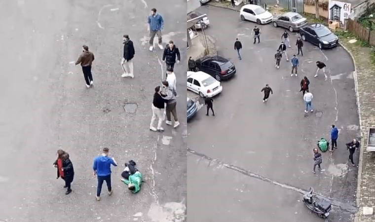 O anlar kameraya yansıdı: Silahlı ve sopalı meydan kavgası!