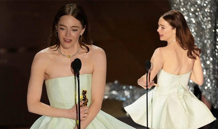 Elbisesi yırtılan Emma Stone gözyaşlarını tutamadı...