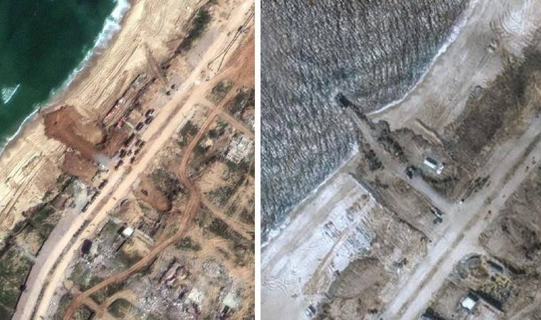 Gazze limanının inşası uzaydan görüntülendi