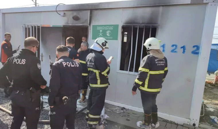 Gaziantep'te depremzedelerin yaşadığı konteynerde korkutan yangın!
