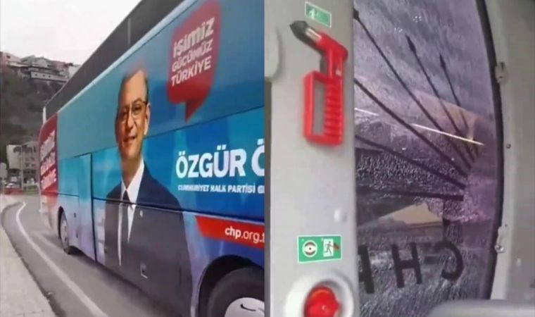 CHP miting otobüsüne taşlı saldırı