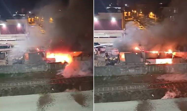 Pazar tezgahları alev alev yandı: O anlar kamerada!