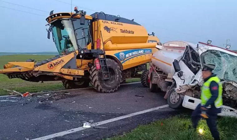 Biçerdöverle çarpışan tankerin sürücüsü öldü