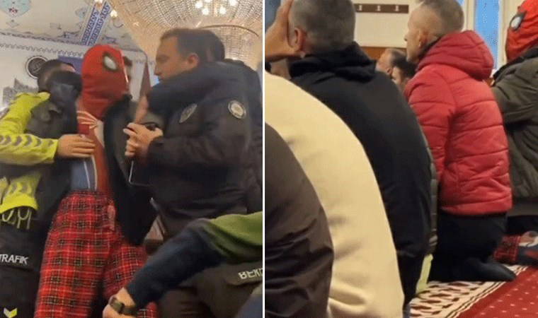 Bayram namazına 'Örümcek Adam' kostümüyle katılmıştı