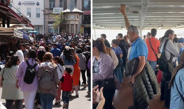 Büyükada'da bayram yoğunluğu: Vapurda ayakta yolculuk yaptılar!