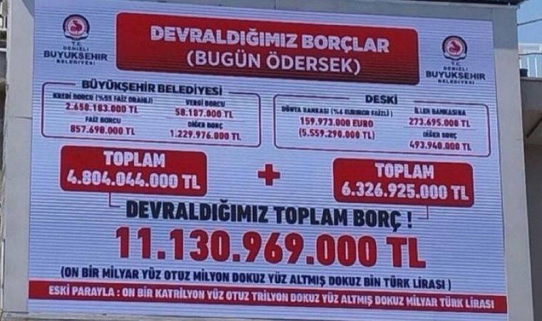 Denizli'de yeni seçilen CHP'li başkan AKP döneminin borçlarını dev panoya astı!
