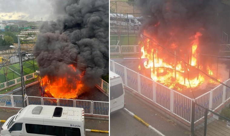 Pendik’te çocuk parkında yangın: Alevler metrelerce yükseldi