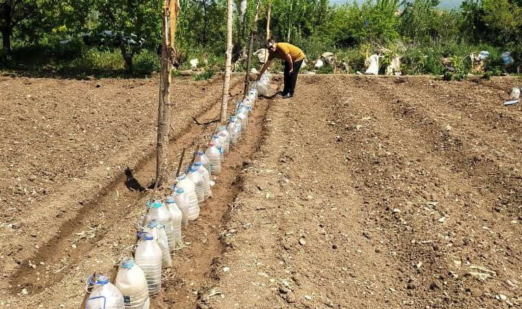 Hisarcıklı çiftçi pet şişelerden sera yapıyor