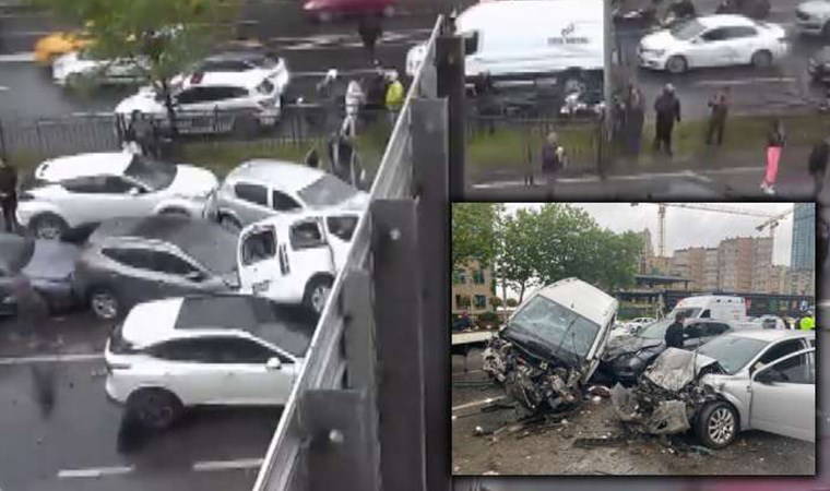 Beşiktaş'ta 8 aracın karıştığı zincirleme kazanın görüntüsü ortaya çıktı