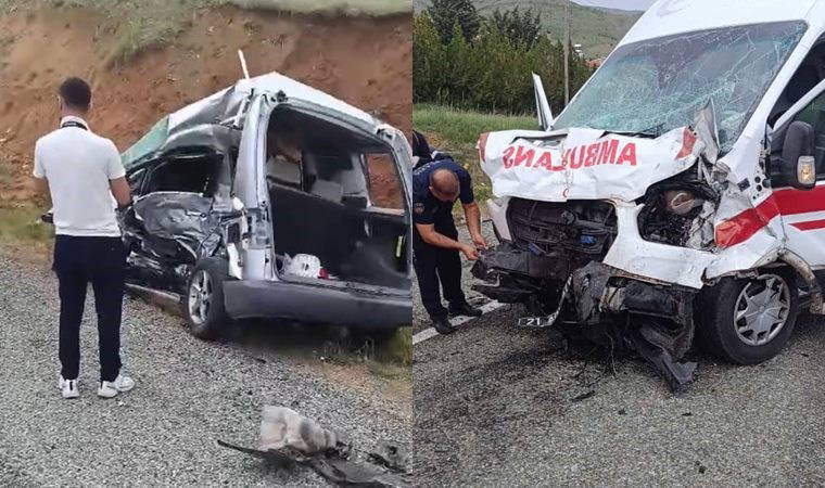 Ambulansla hafif ticari araç çarpıştı: 2’si polis, 7 yaralı