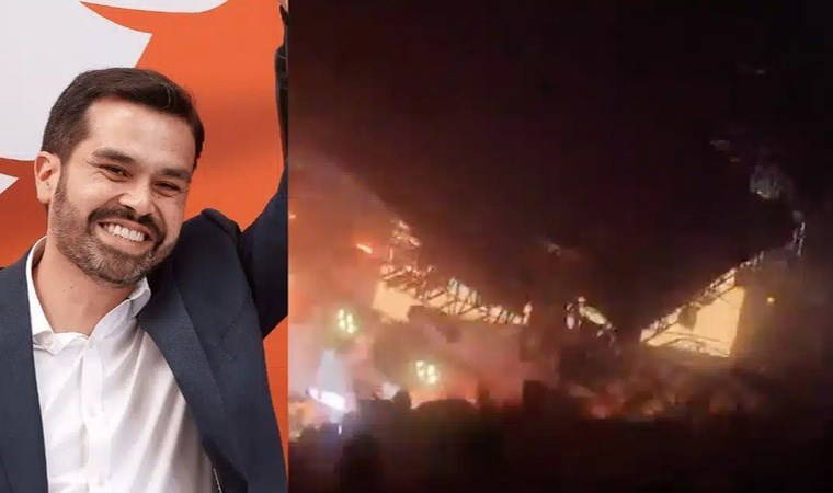 Devlet başkan adayının mitinginde sahne çöktü