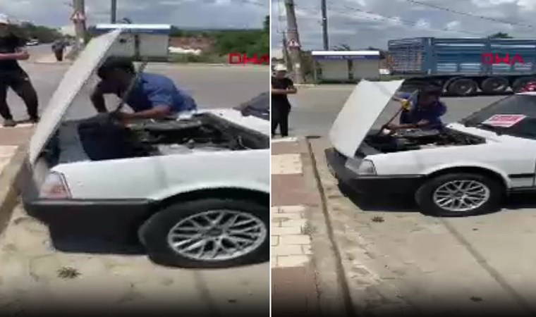 Aracın motorunda yakalanan yılan, doğal ortamına salındı