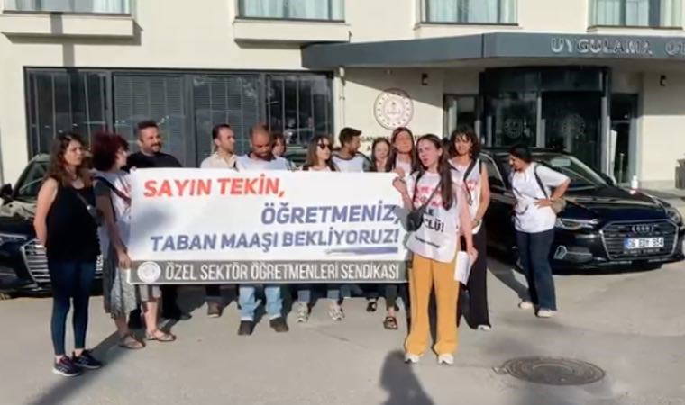 Özel sektör öğretmenlerinden Bakan Tekin'e 'davet' protestosu