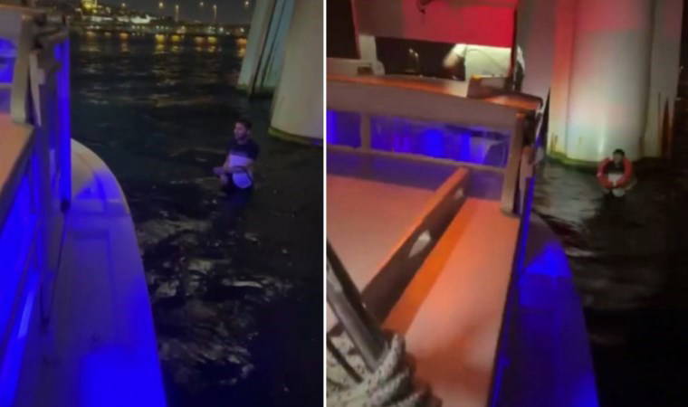 Haliç Köprüsü'nden denize düşen şahsı tur teknesi kaptanı kurtardı