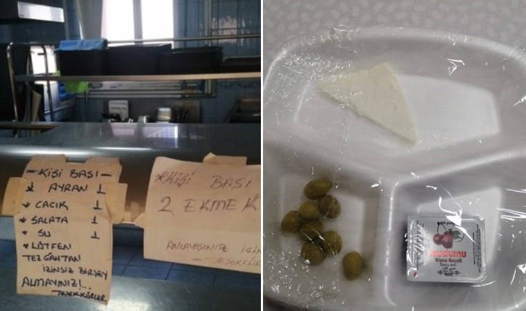 8 tane zeytin, 1 adet parça peynir!
