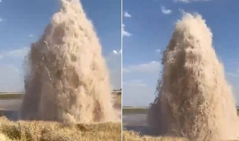 Barajda boru patladı... Su metrelerce havaya fışkırdı