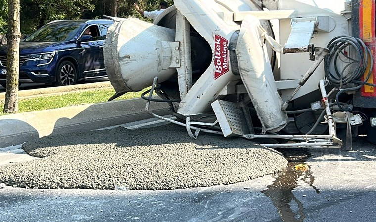 Kartal'da beton mikseri devrildi: 1 yaralı