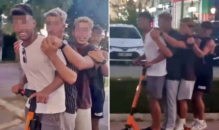 Scooter’a 4 kişi bindiler, poz verdiler!