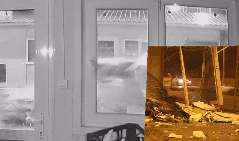 Hatay'da kontrolden çıkan otomobil prefabrik 2 iş yerine zarar verdi