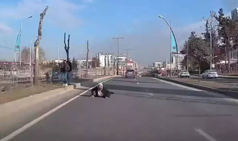 Malatya'da yola atlayan yaya ölümle burun buruna geldi