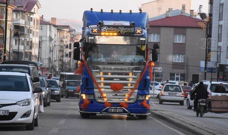 'Çekici' gelin arabası oldu