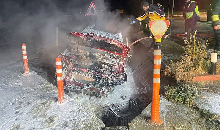 Tekirdağ'da korkunç kaza: Otomobil sürücüsü yanarak can verdi!