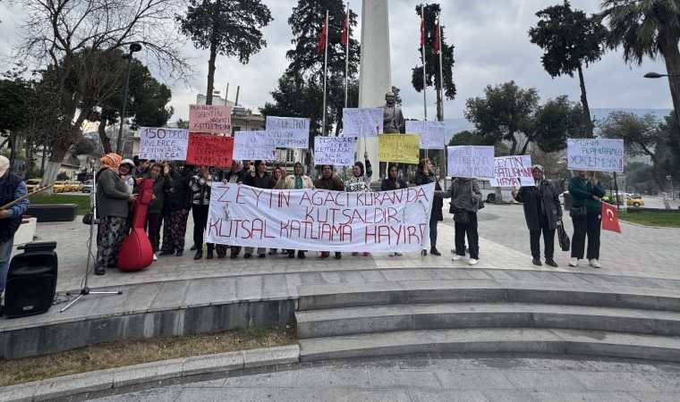 Tire-Belevi yolunda kamulaştırma nedeniyle ağaç kıyımına köylülerden tepki... "Zeytinlerimize dokunmayın"