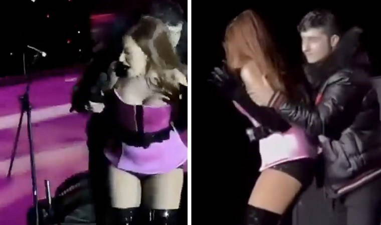Hadise'ye konserde büyük şok: Hayranı sahneye atladı, ne yapacağını bilemedi!