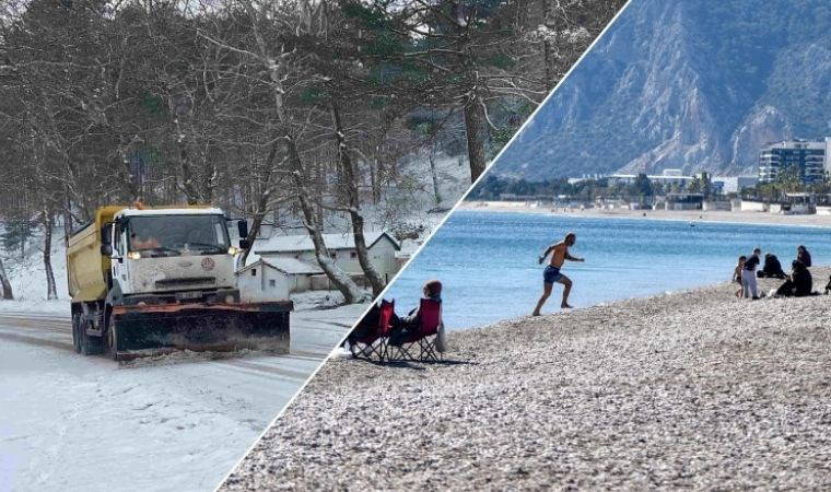 Türkiye karla kaplandı: Yurttaşlar Antalya'da denize girdi!