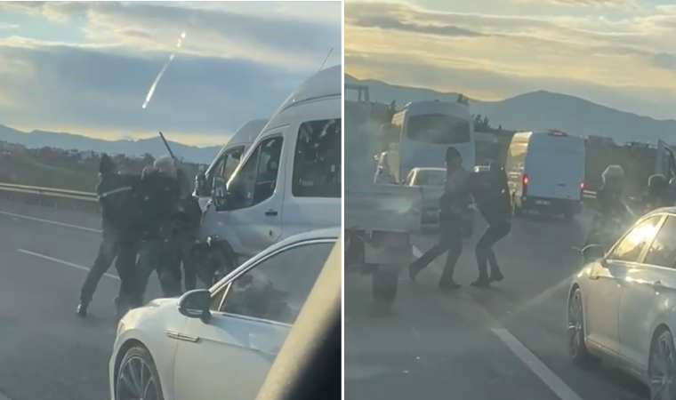 Anbean kaydedildi... Servis şoförlerinin sopalı kavgası!
