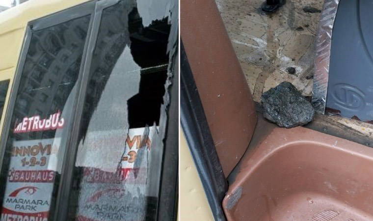 Esenyurt'ta kar toplarının içine taş koyarak attılar; 5 minibüsün camı kırıldı