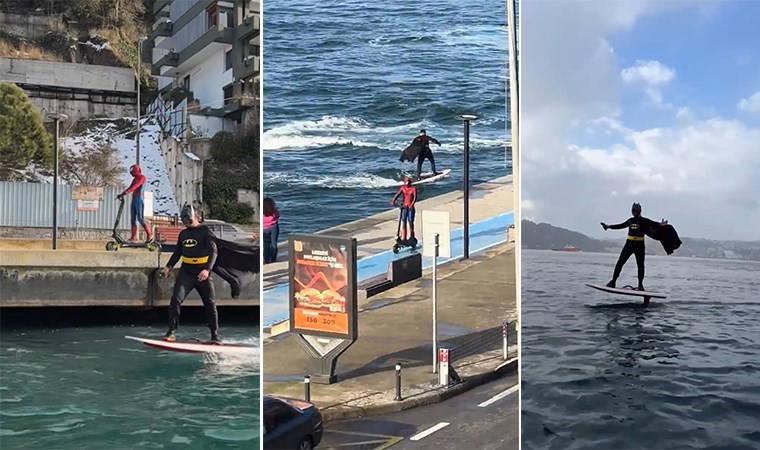 İstanbul Boğazı'nda sörf yapan Batman ile skuter kullanan Spider Man o anları anlattı: 'Bilseydik daha önce çekerdik'