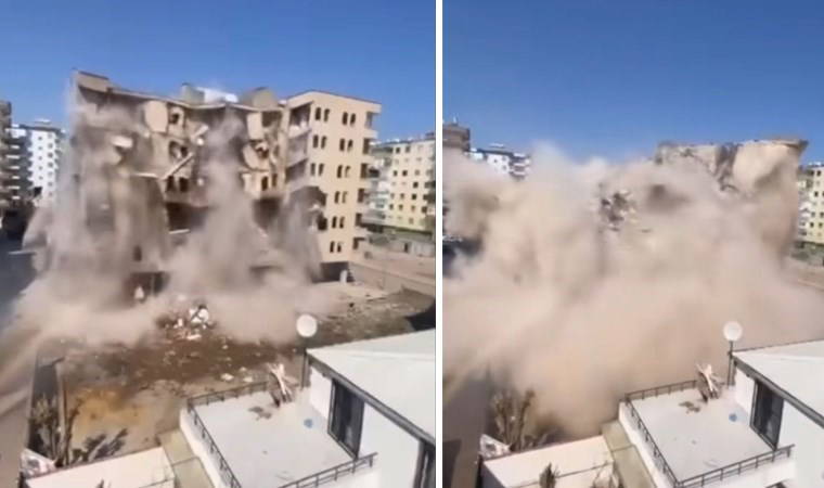 Diyarbakır'da hareketli anlar: 6 katlı bina, yıkım sırasında çöktü!