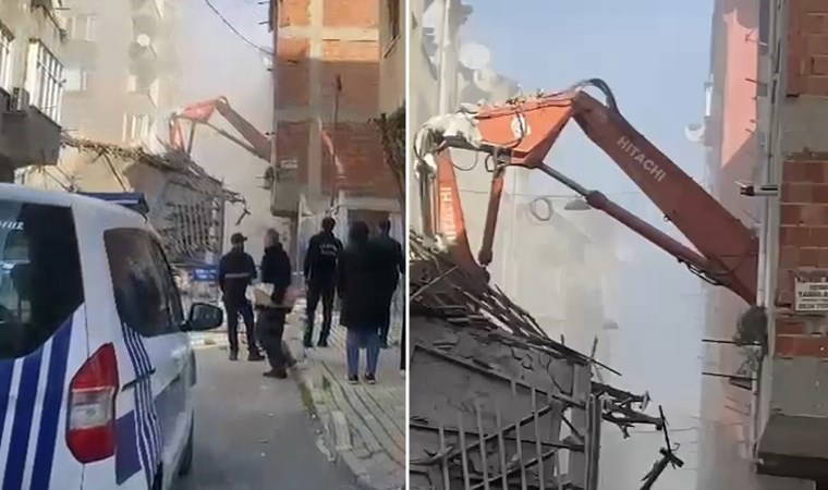 Esenler'de yıkım yapılan bina çöktü, 2 bina tahliye edildi