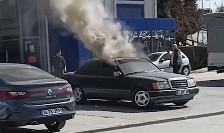 Muayeneden geçemeyen aracını yaktı: O anlar kamerada!