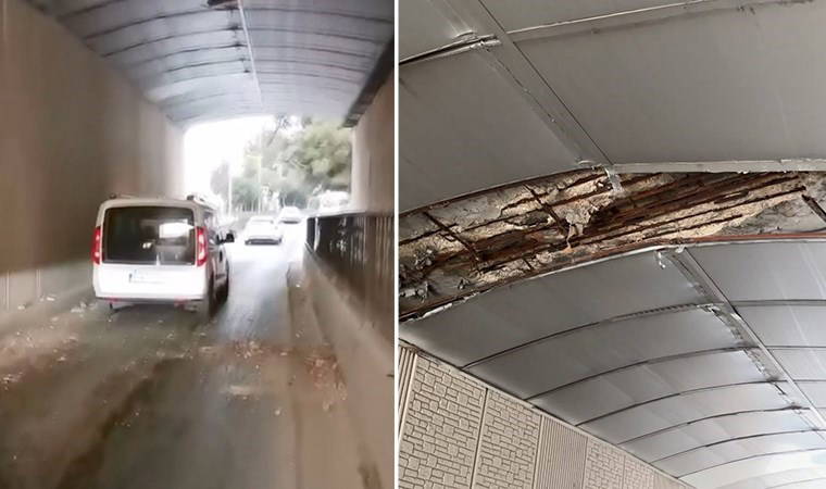 Büyükçekmece'de alt geçit tehlike saçtı: Kopan beton parçaları araçların üstüne düştü!