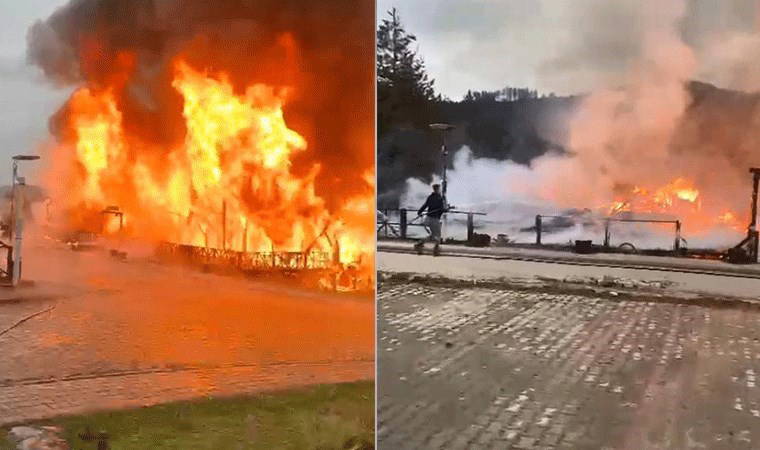 Bolu’da mühürlenen otelde yangın! Restoran küle döndü