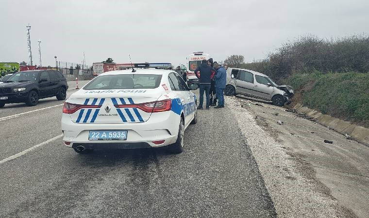 Edirne'de iki otomobil birbirine girdi... Yaralılar var!