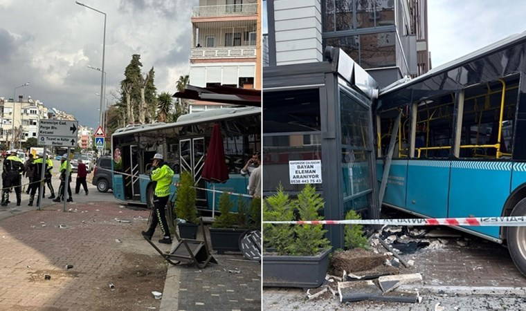 Feci kaza... Halk otobüsü, araçlara çarpıp kafeye girdi: 4 yaralı